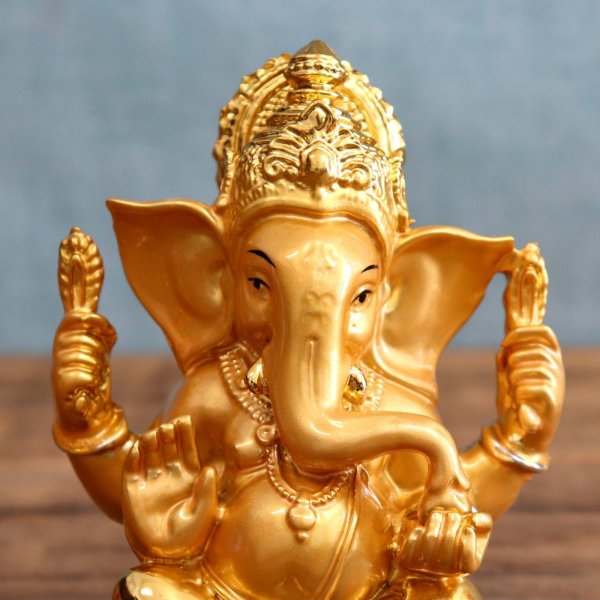 画像2: ガネーシャ像 ゴールド (大) (2)